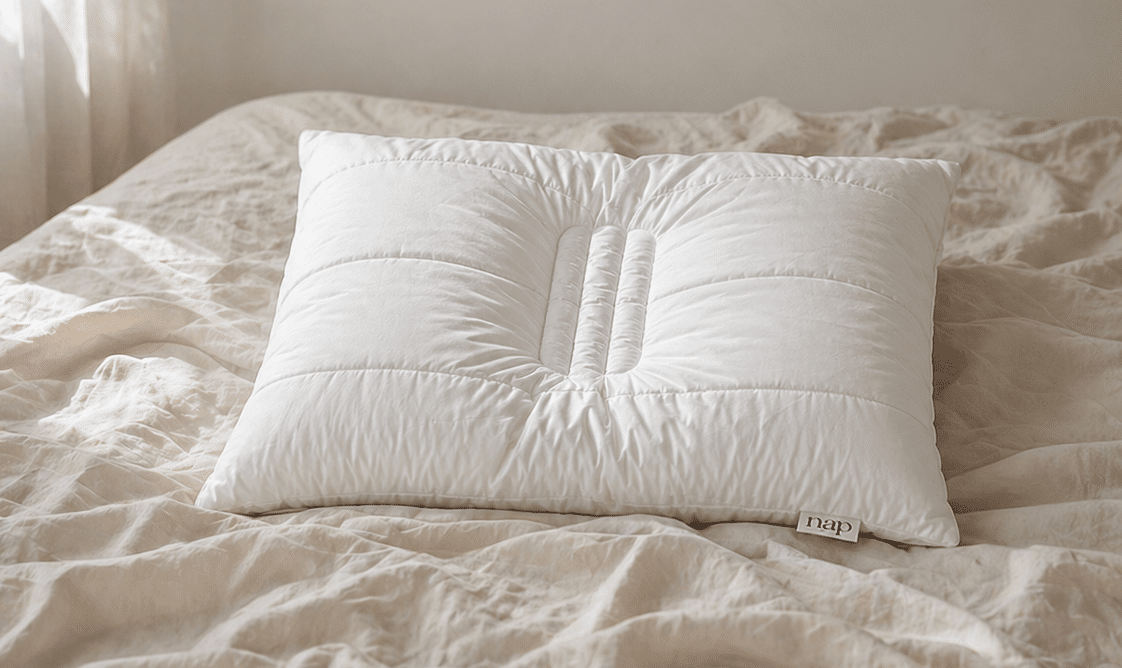 NAP Neck Alignment Pillow on bed
