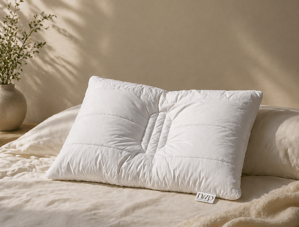 Person sleeping on NAP pillow overhead